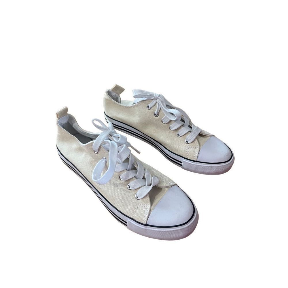 Epicstep Mens Cream Low Top Lace Up Canvas Fashion Sneakers Shoes Size 42